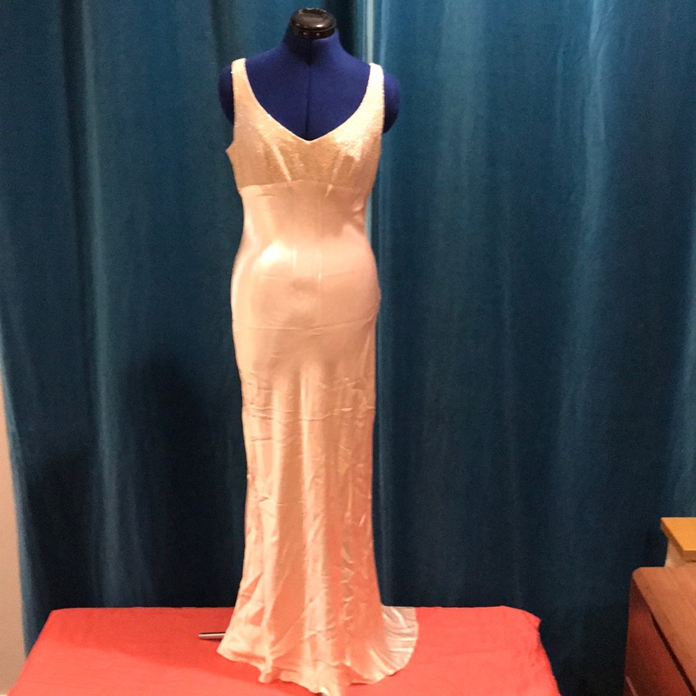 90s pink satin prom dress w iridescent detailing
